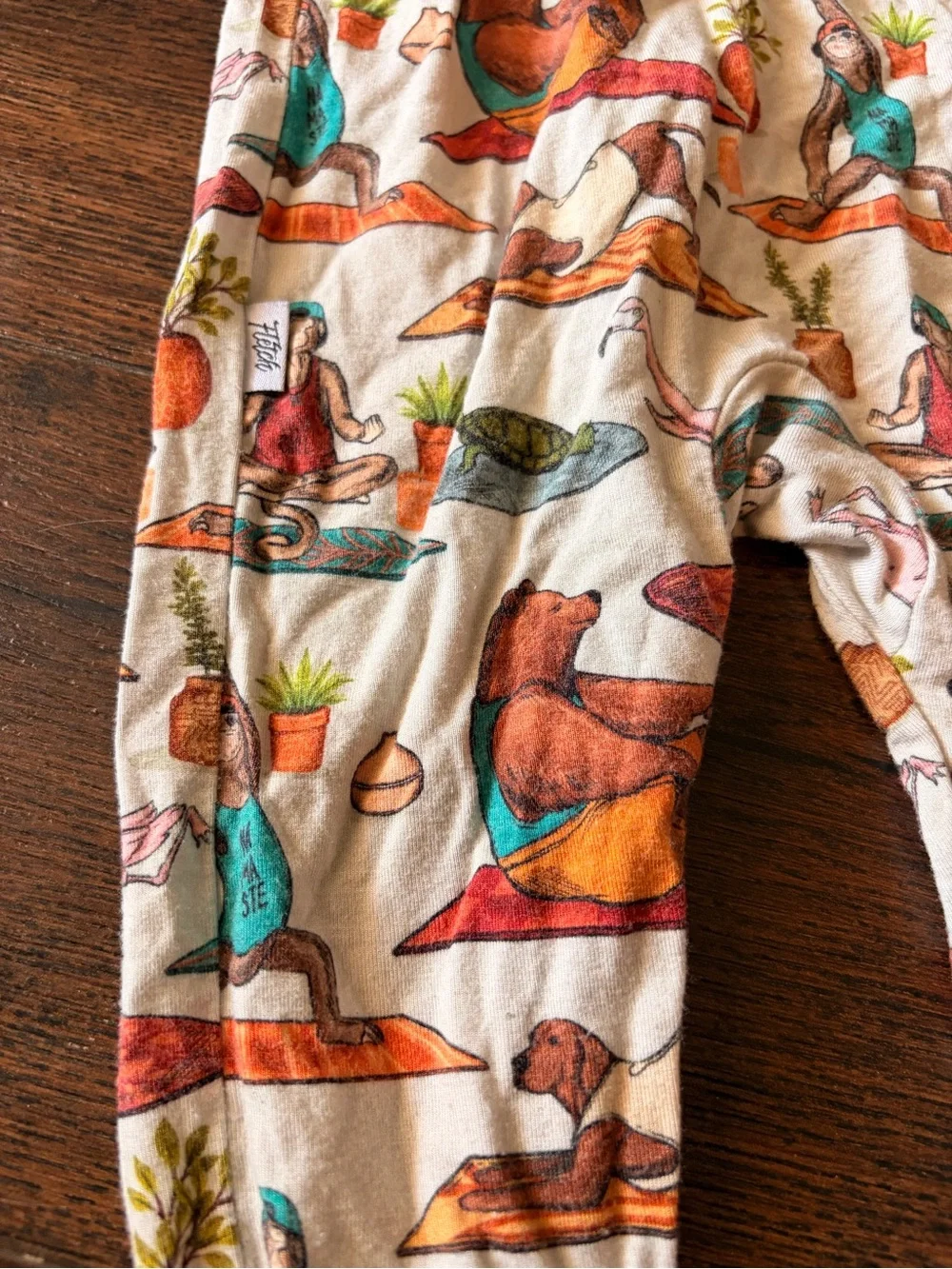 Fletch Kids Teal-Trim One-Piece Bamboo Pajamas with Animal Print